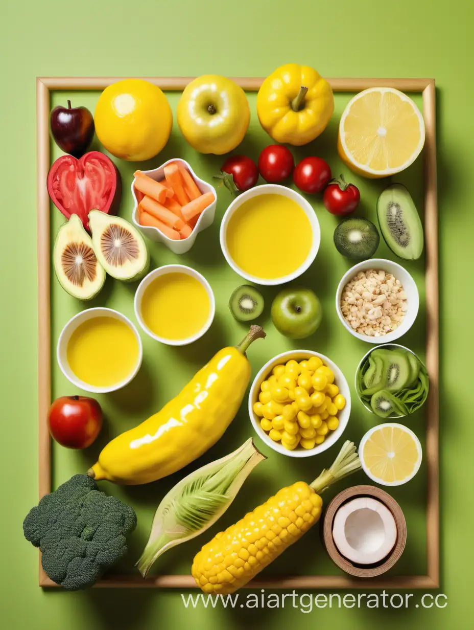 Vibrant-Canary-Yellow-Assortment-of-Healthy-Foods