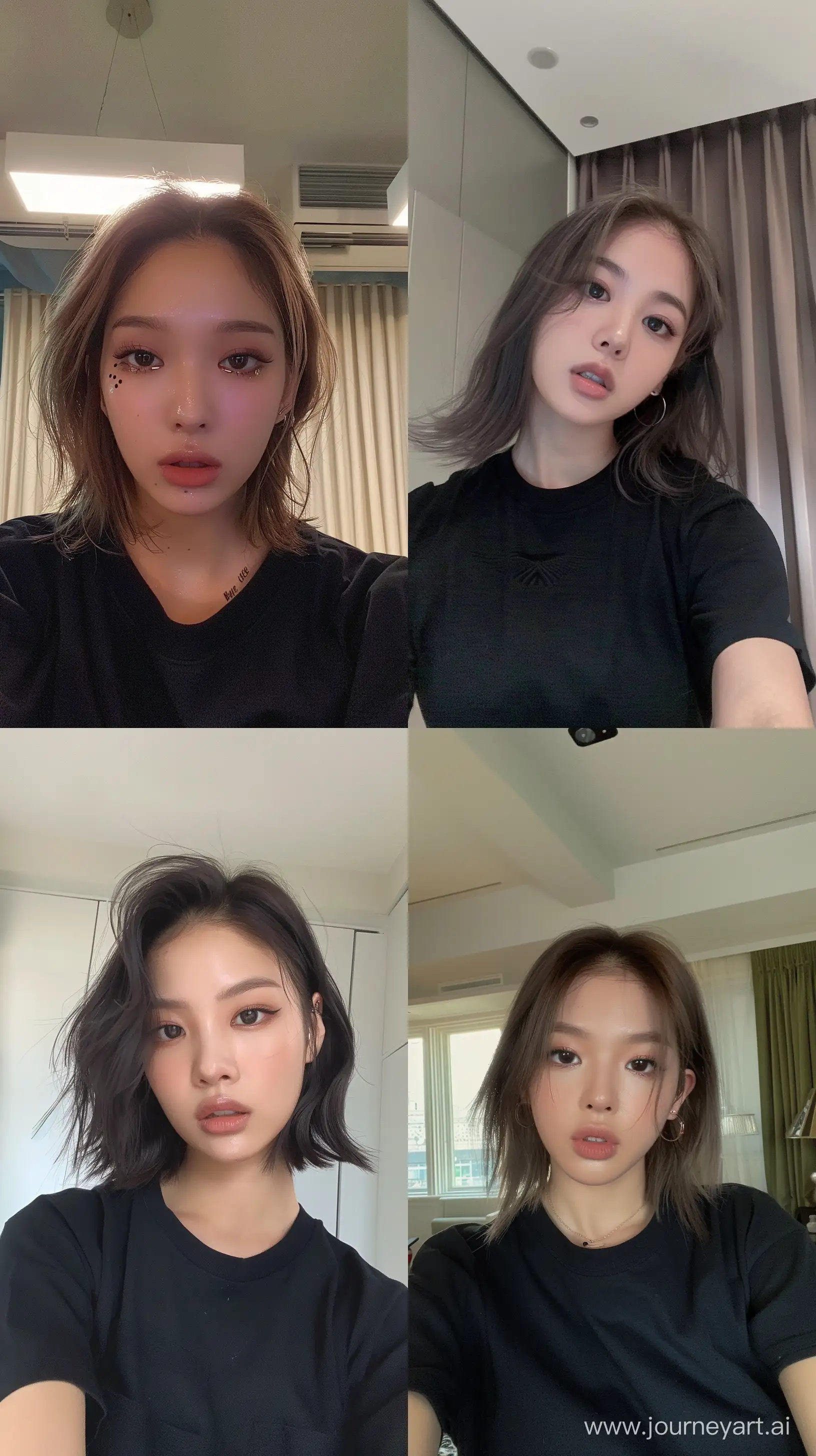 Blackpinks-Jennie-Selfie-Medium-Wolfcut-Hair-and-Aesthetic-Makeup