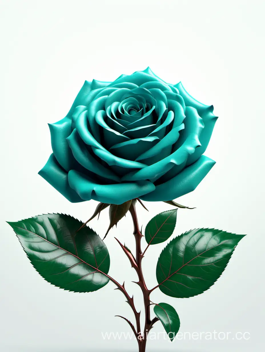 Realistic-Dark-Turquoise-Rose-with-Fresh-Lush-Green-Leaves-8K-HD-Wallpaper