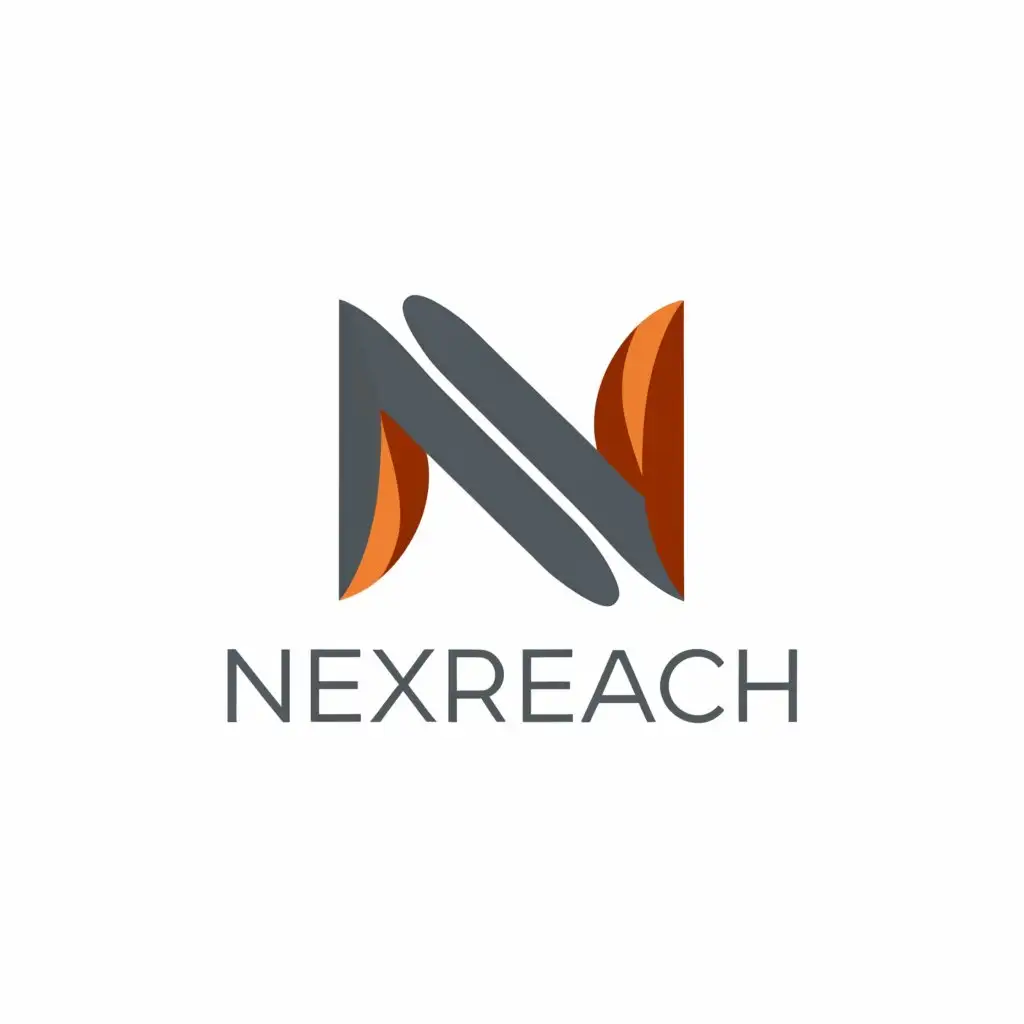 a logo design,with the text "Nexreach", main symbol:N letter but half cutted from the center like A and V type letter,Minimalistic,be used in Finance industry,clear background