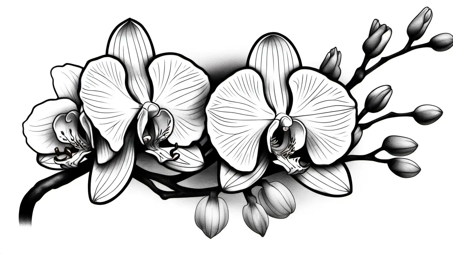 Vibrant Orchid Flower Tattoo Design with Minimalistic Iranian Slime