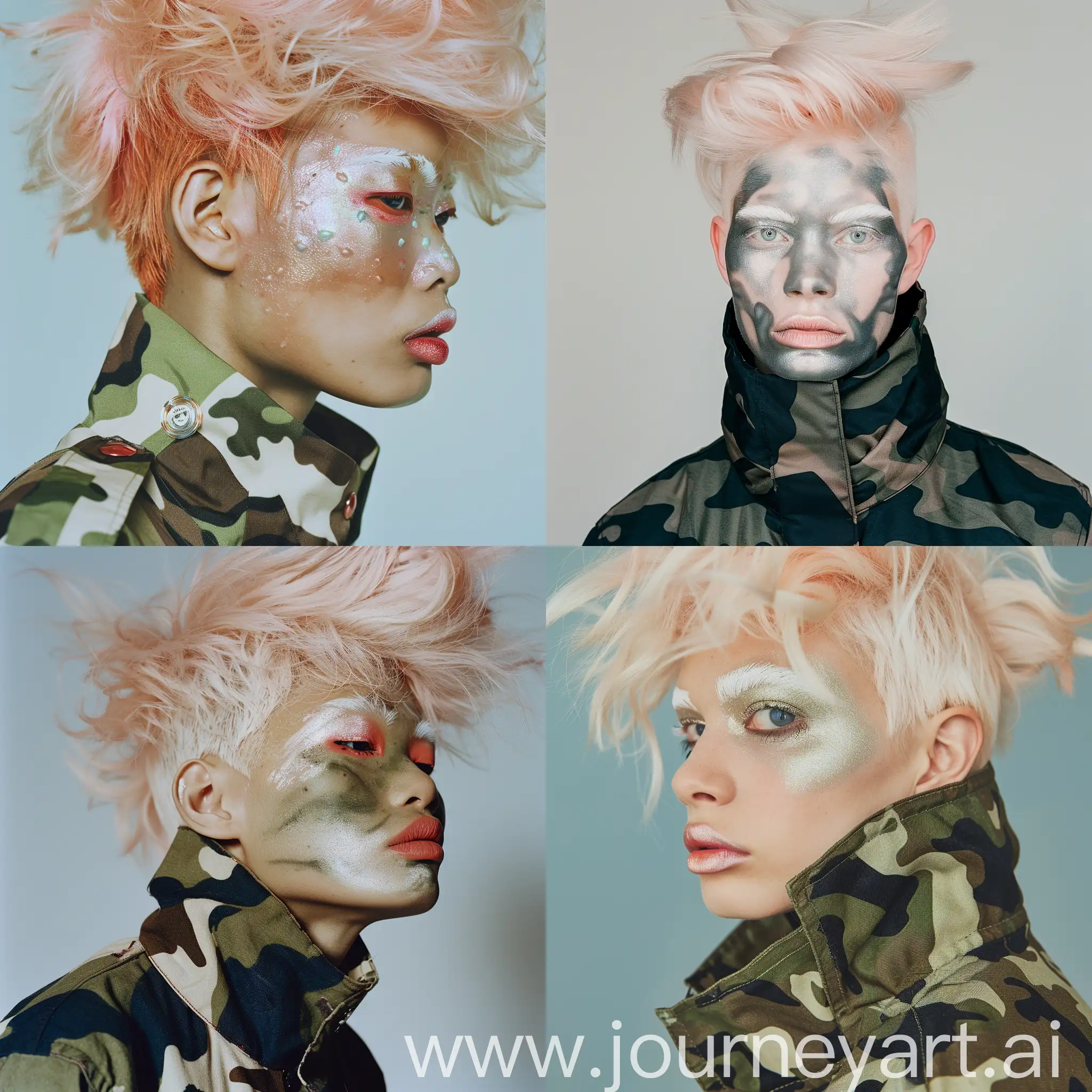 Extraterrestrial-in-Camouflage-Jacket-with-Pearlescent-Makeup-Studio-Portrait