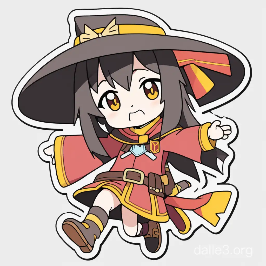 Vibrant Megumin Stickers in Childish Drawing Style on Black Background ...