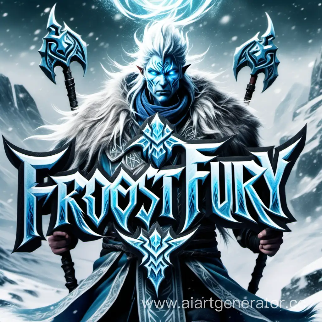 создай красивый арт знамя клана Frost fury с надписью по середине