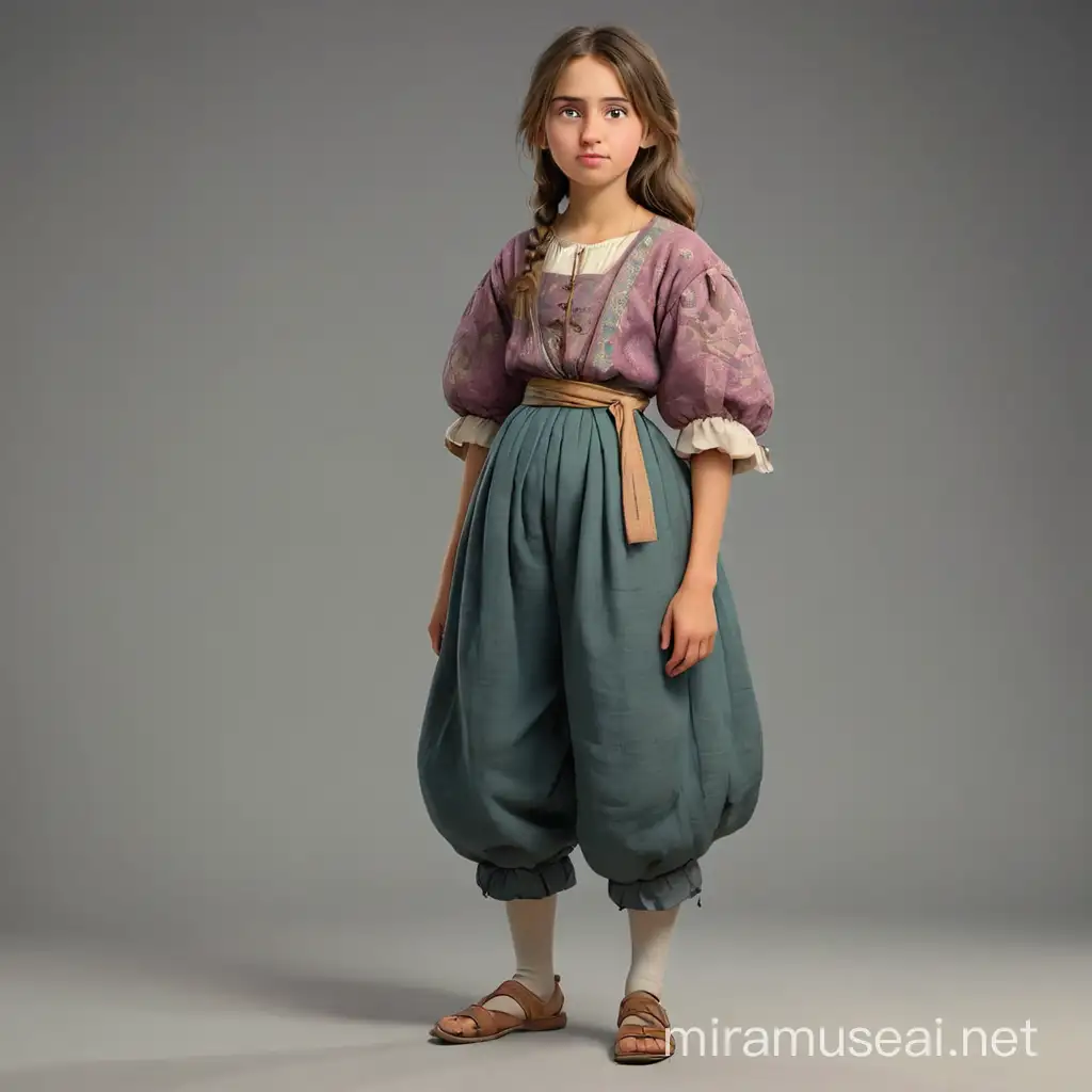 Discontented Girl in 18th Century Russian Clothing