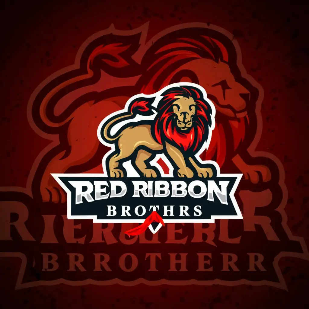 a logo design,with the text "Red ribbon brothers", main symbol:Lion,Moderate,be used in Home Family industry,clear background