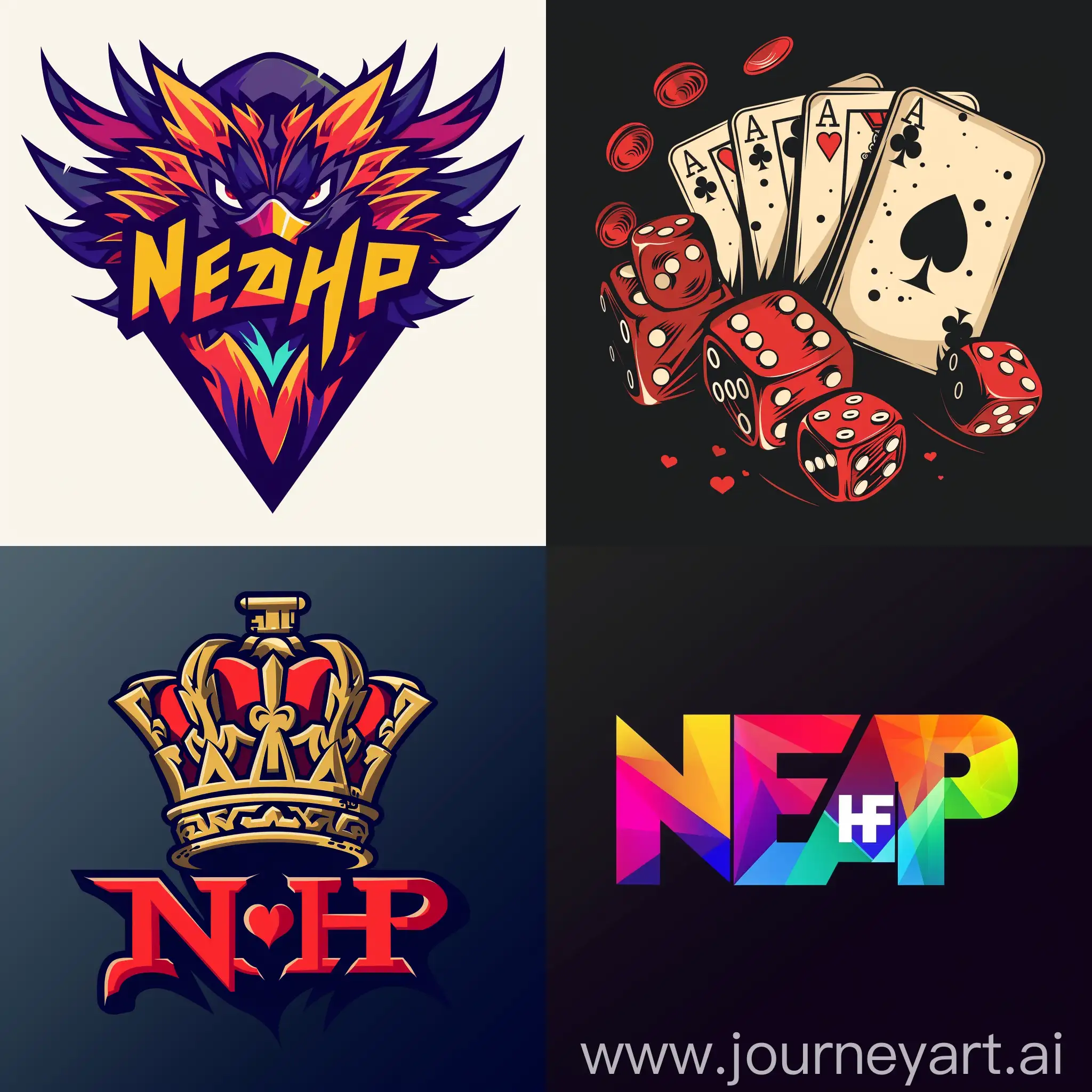 text "NezaHF" like a cool funny gambling logo