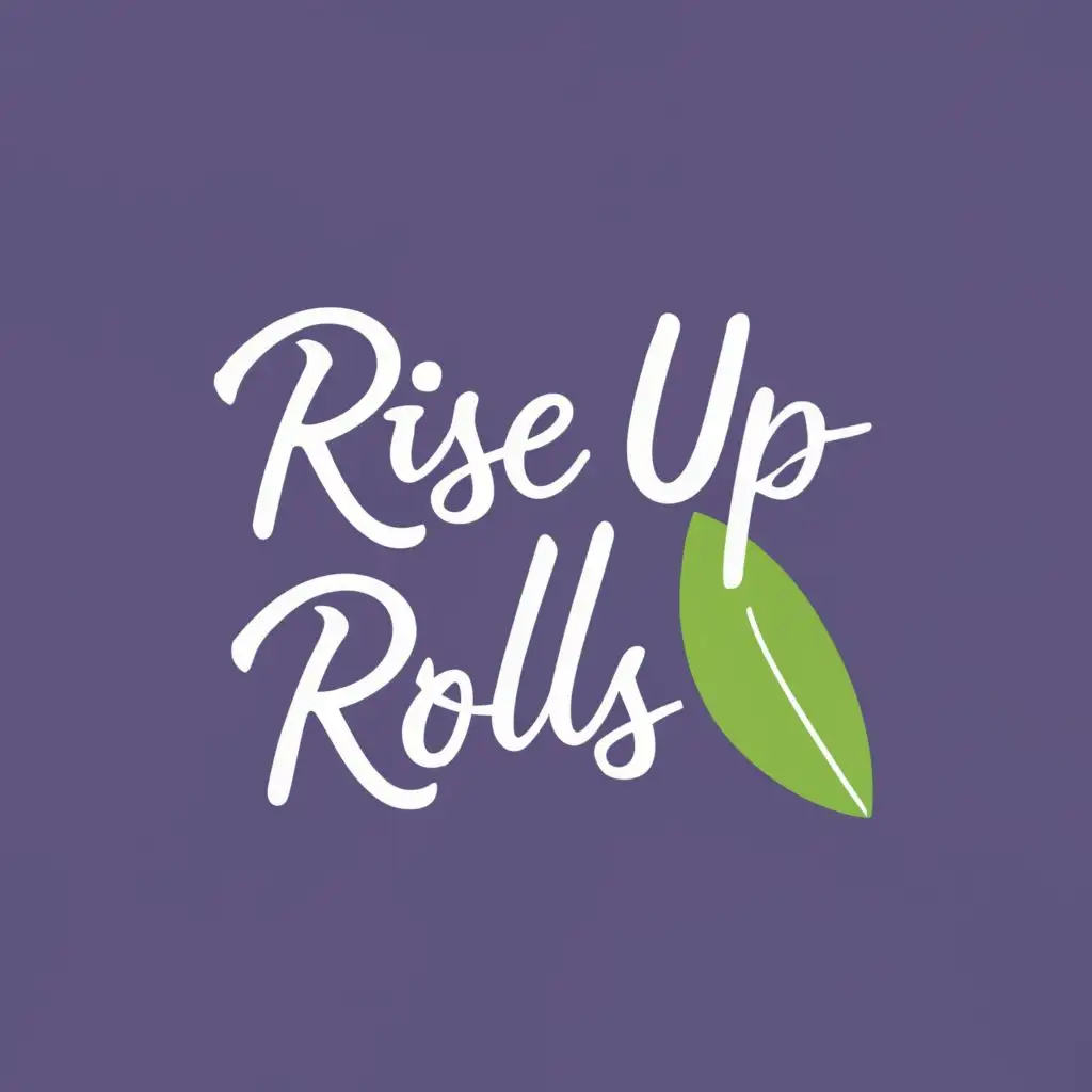 logo, lavender flower and green leaf, with the text "Rise Up Rolls", typography