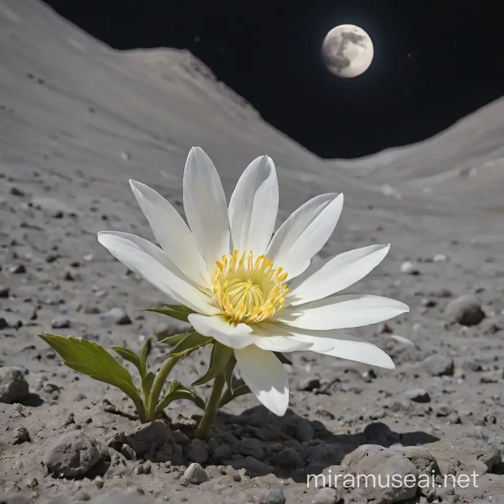 flor blanca en la luna
