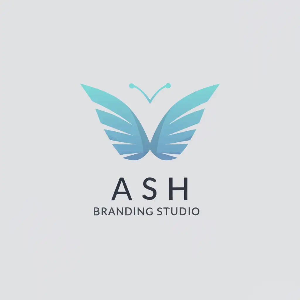 a logo design,with the text "ASH Branding studio", main symbol:A butterfly,Minimalistic,be used in Technology industry,clear background