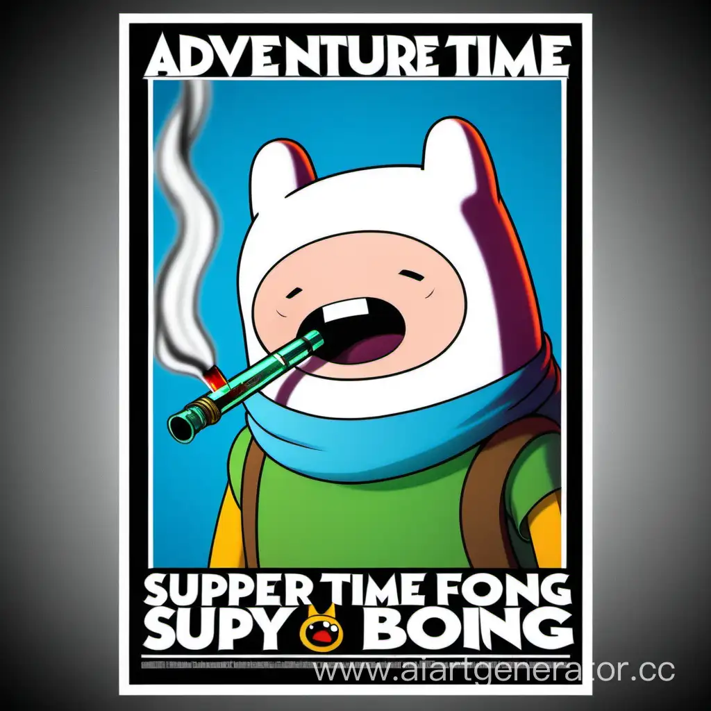 Adventure time super realistic Poster  Finn smoking bong 