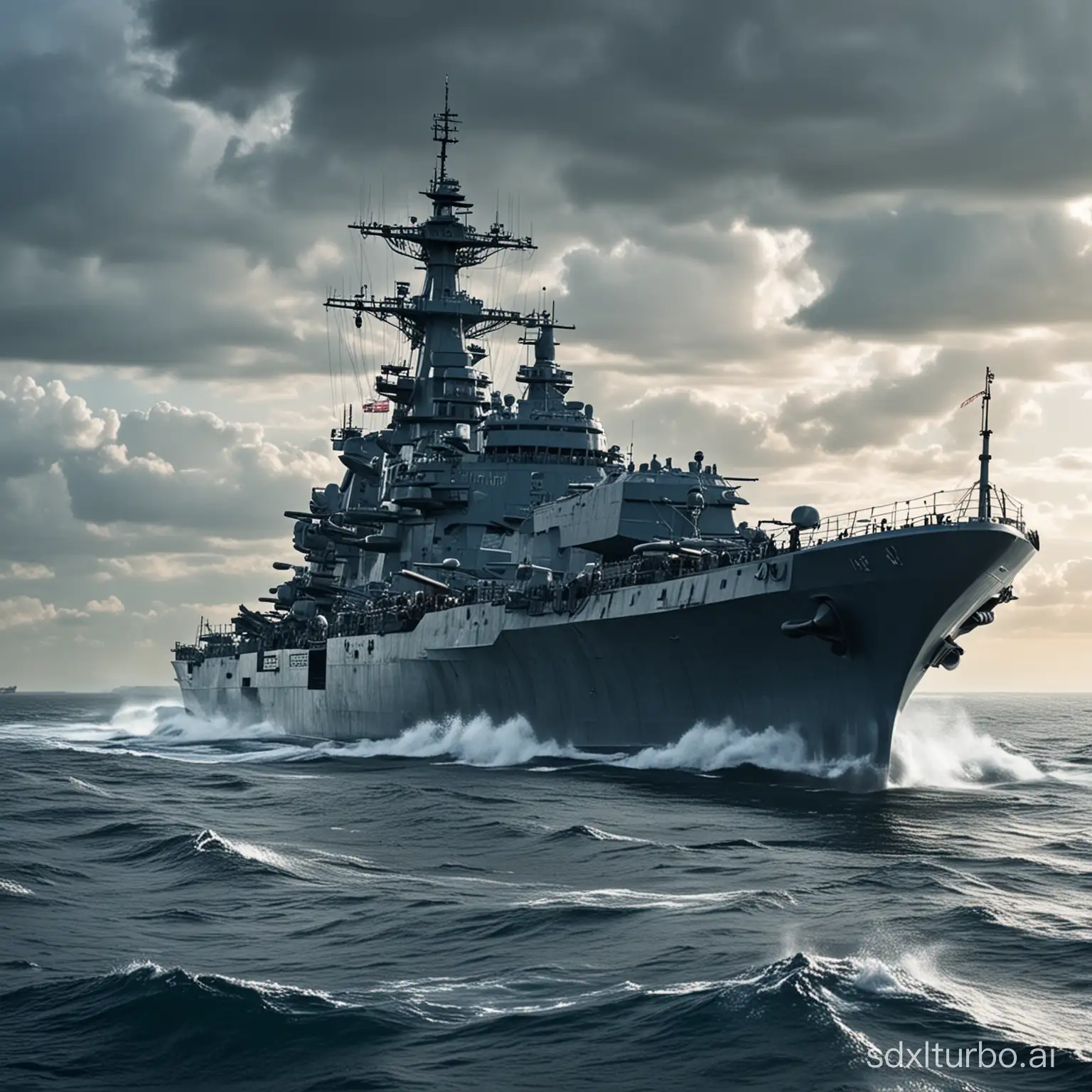 Intense-Naval-Battleship-Confrontation-at-Dusk