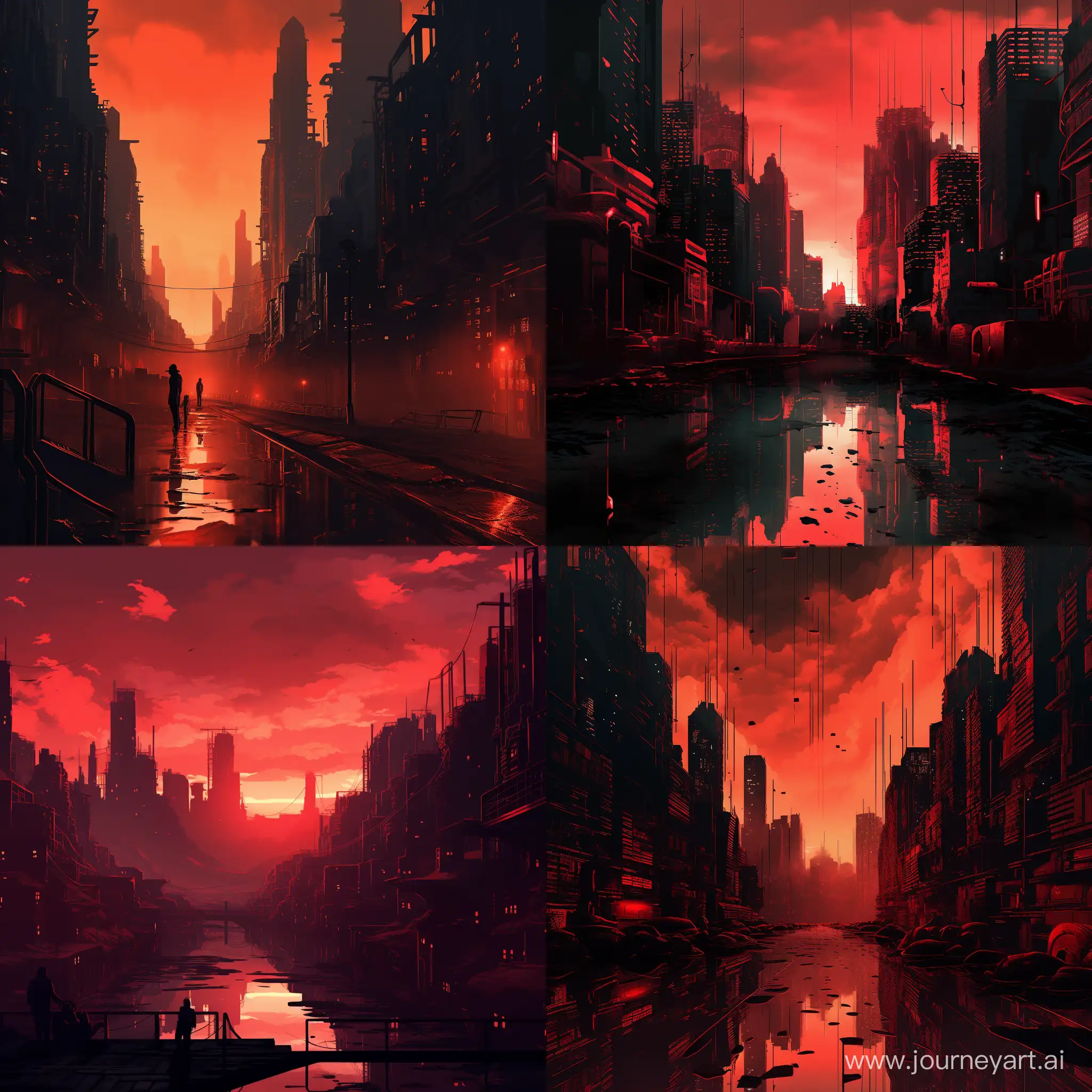 Futuristic-Cyberpunk-Cityscape-in-Striking-Red-Tones