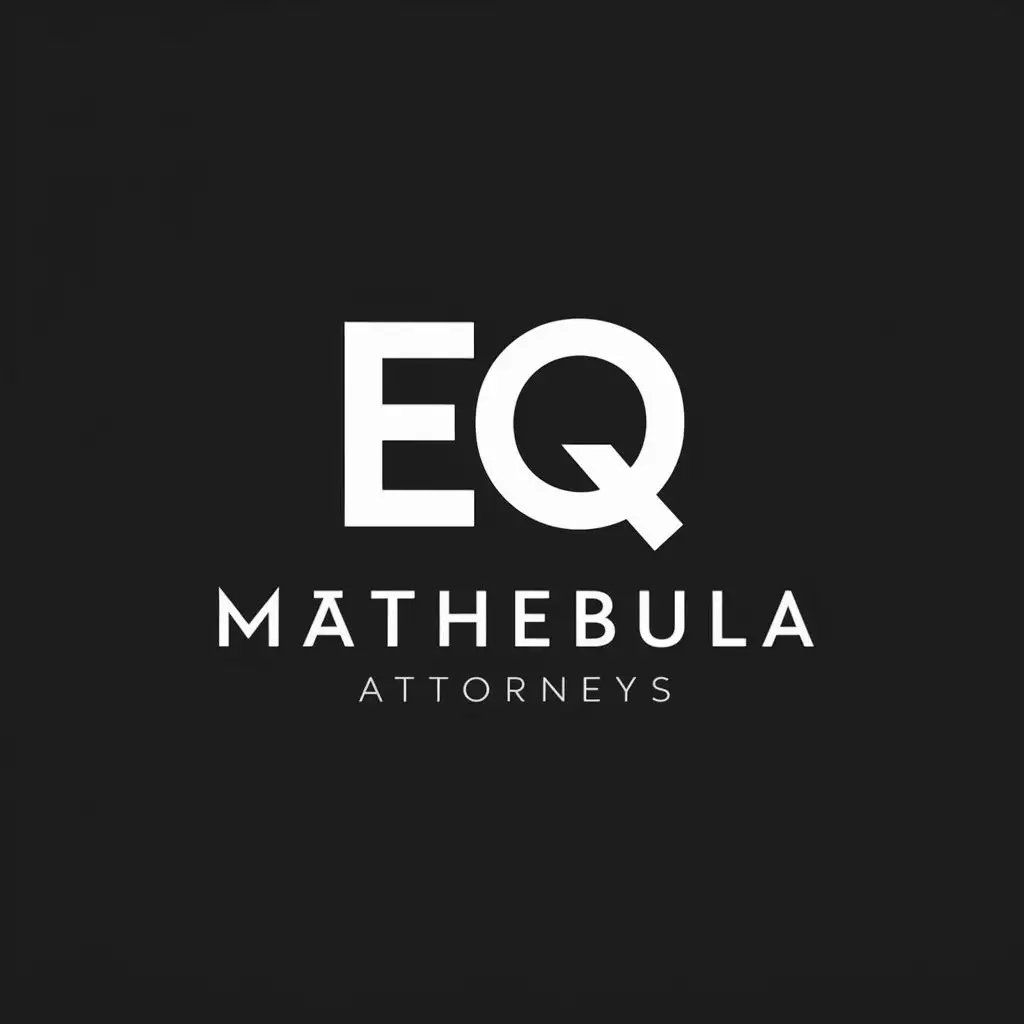 logo, EQ, with the text "EQ Mathebula attorneys", typography, be used in Legal industry