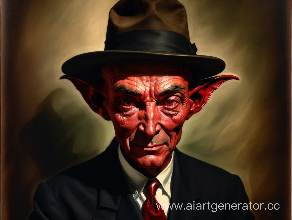 Portrait-of-Oppenheimer-Wearing-a-Devil-Hat