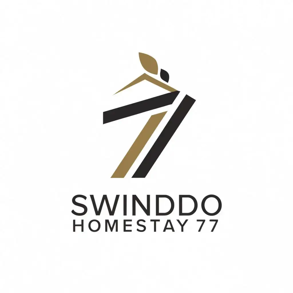 a logo design,with the text "Swindo Homestay 77", main symbol:77,Moderate,be used in Real Estate industry,clear background