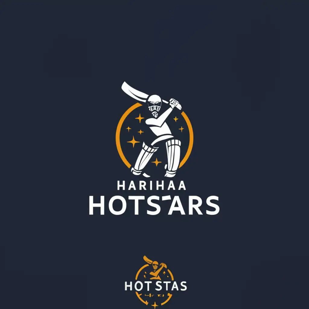 a logo design,with the text "Harihara Hotstars", main symbol:Be Calm and Play Cricket,Minimalistic,be used in Sports Fitness industry,clear background