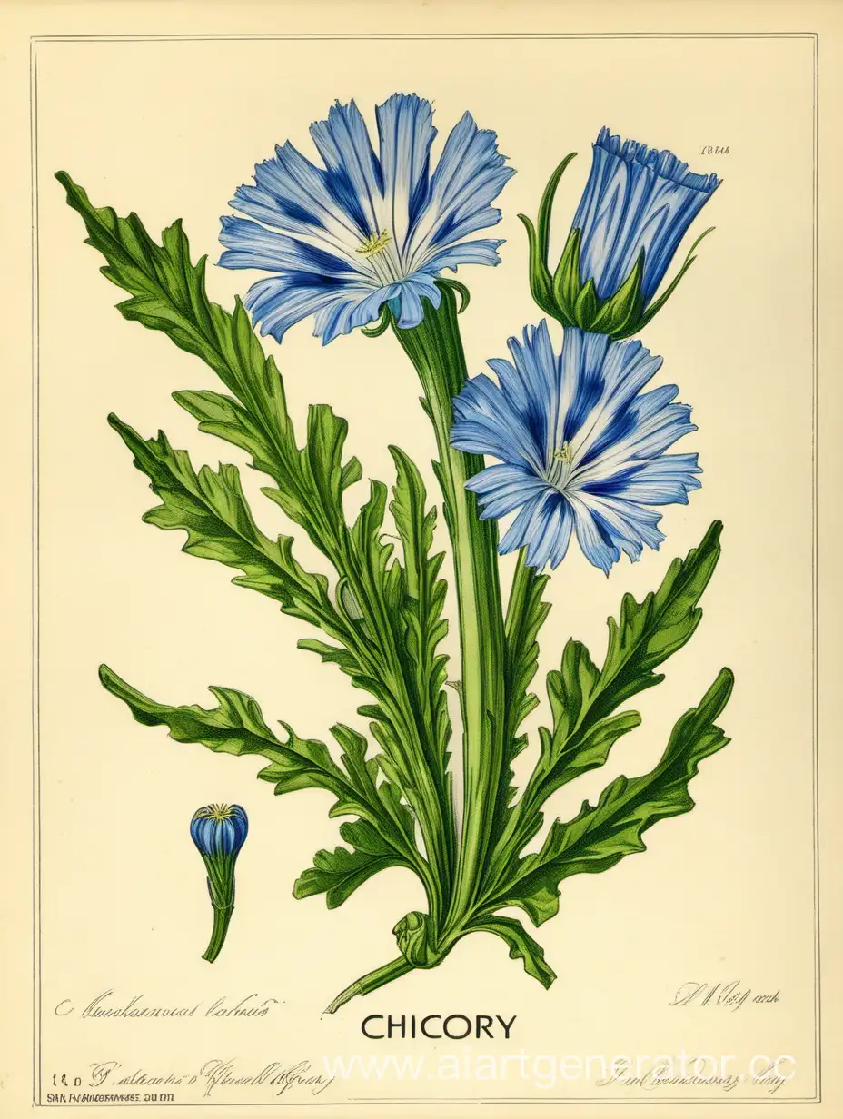 Vibrant-Chicory-Flowers-Blooming-in-Sunlit-Meadow