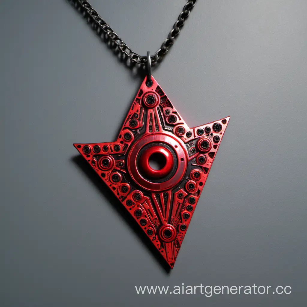 Punk-Red-Psychedelic-Necklace-Pendant-Cyberpunk-Grunge-Metal-Jewelry