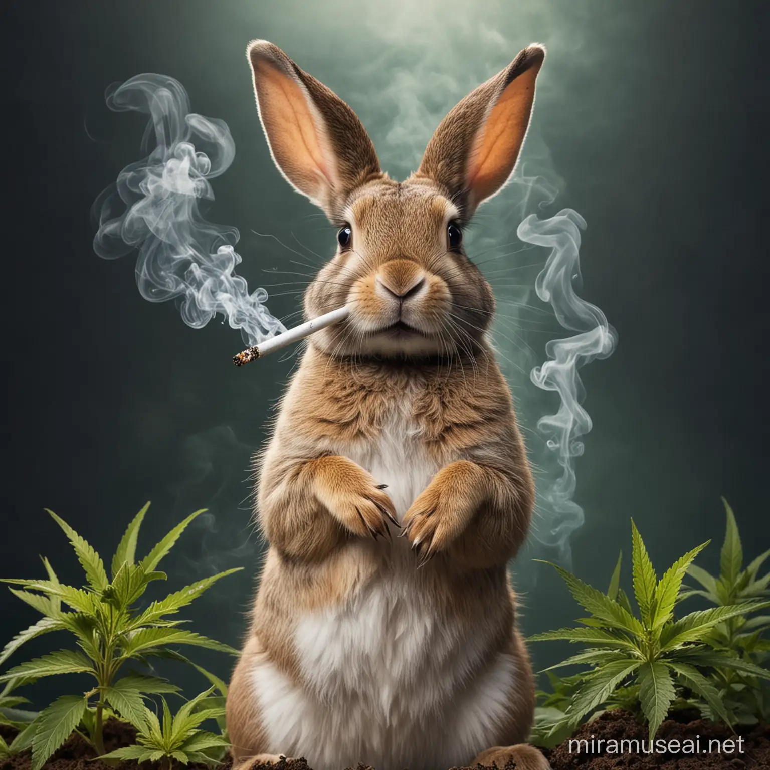 CannabisLoving Rabbit Enjoying a Relaxing Smoke
