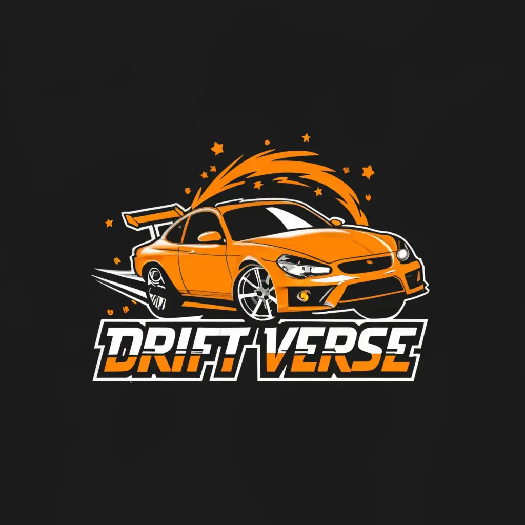 a logo design,with the text "Drift Verse", main symbol:Drifting Car,Moderate,clear background