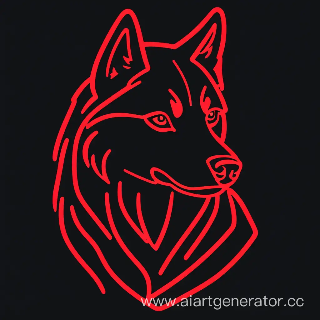 Majestic-Husky-Silhouette-Striking-Red-Outlined-Husky-Profile-on-a-Dramatic-Black-Background