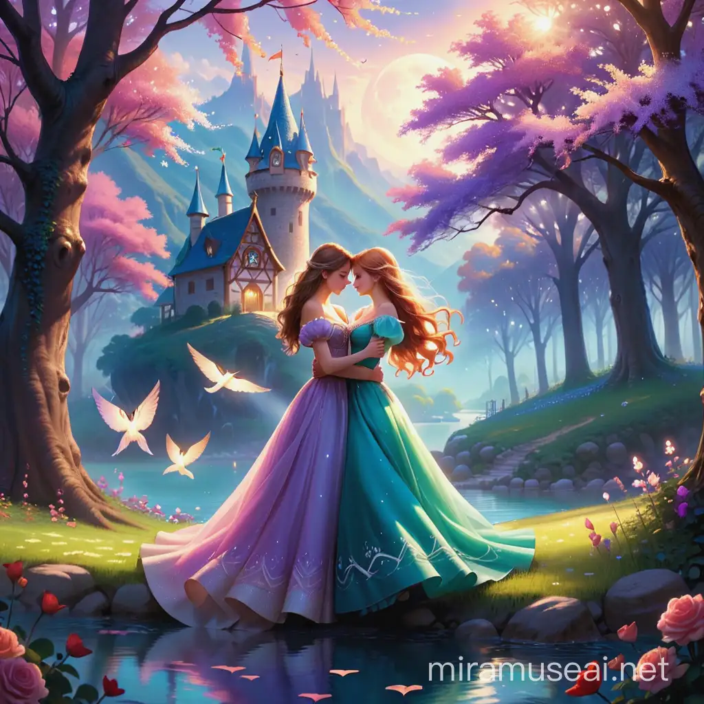 Enchanting Love Story Romantic Couple in a Fairytale Setting
