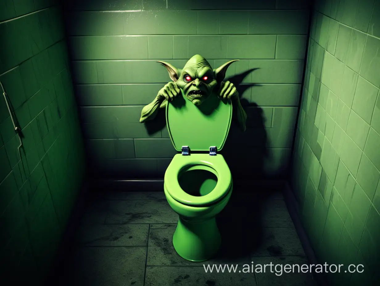 Eccentric-GoblinInspired-Green-Toilet-in-Mysterious-Surroundings