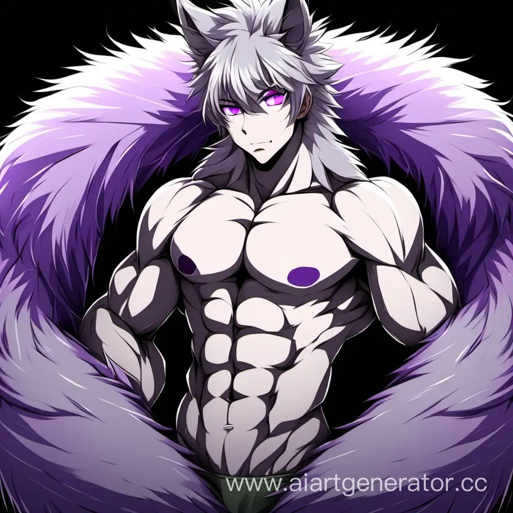 Anthropomorphic-Character-with-Gray-Fur-and-Purple-Eyes-in-Underwear