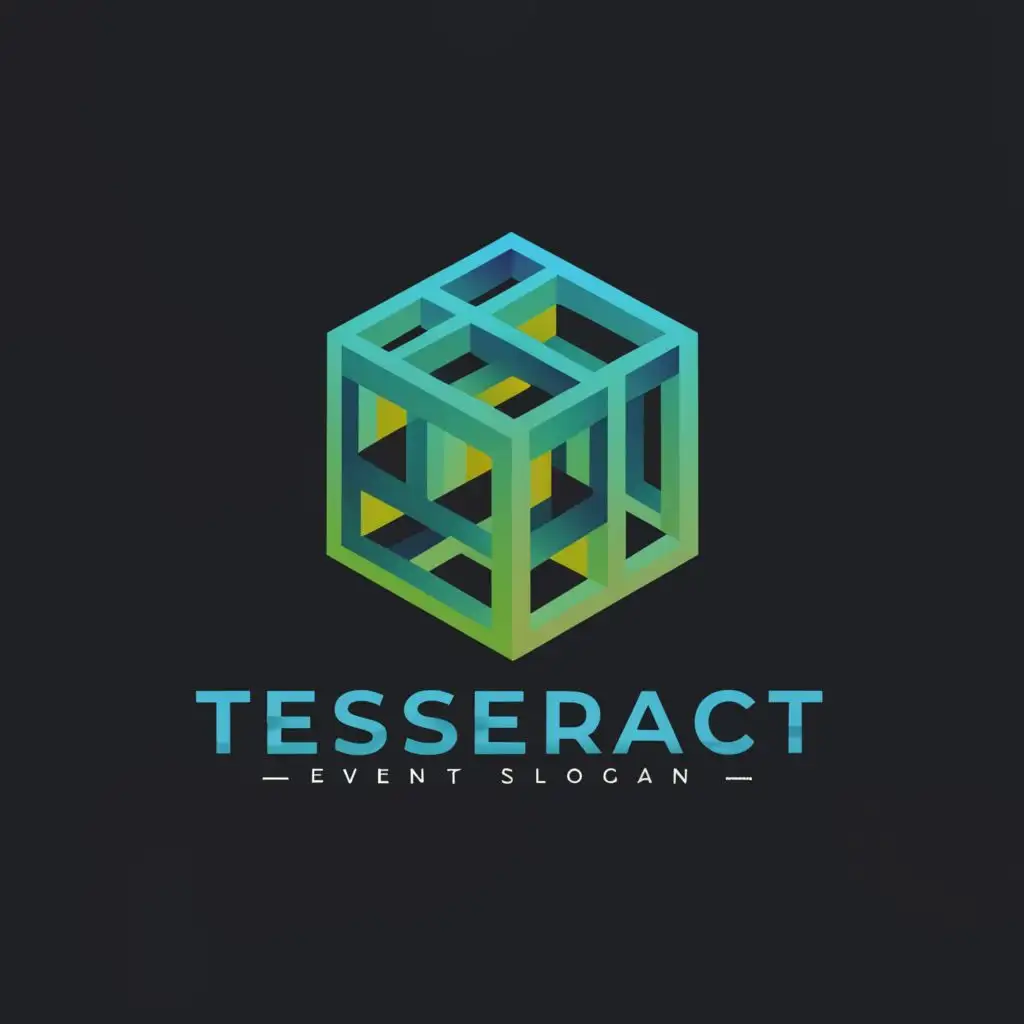 logo, TESSERACT Cube, with the text "Tesseract", typography, be used in Events industry
