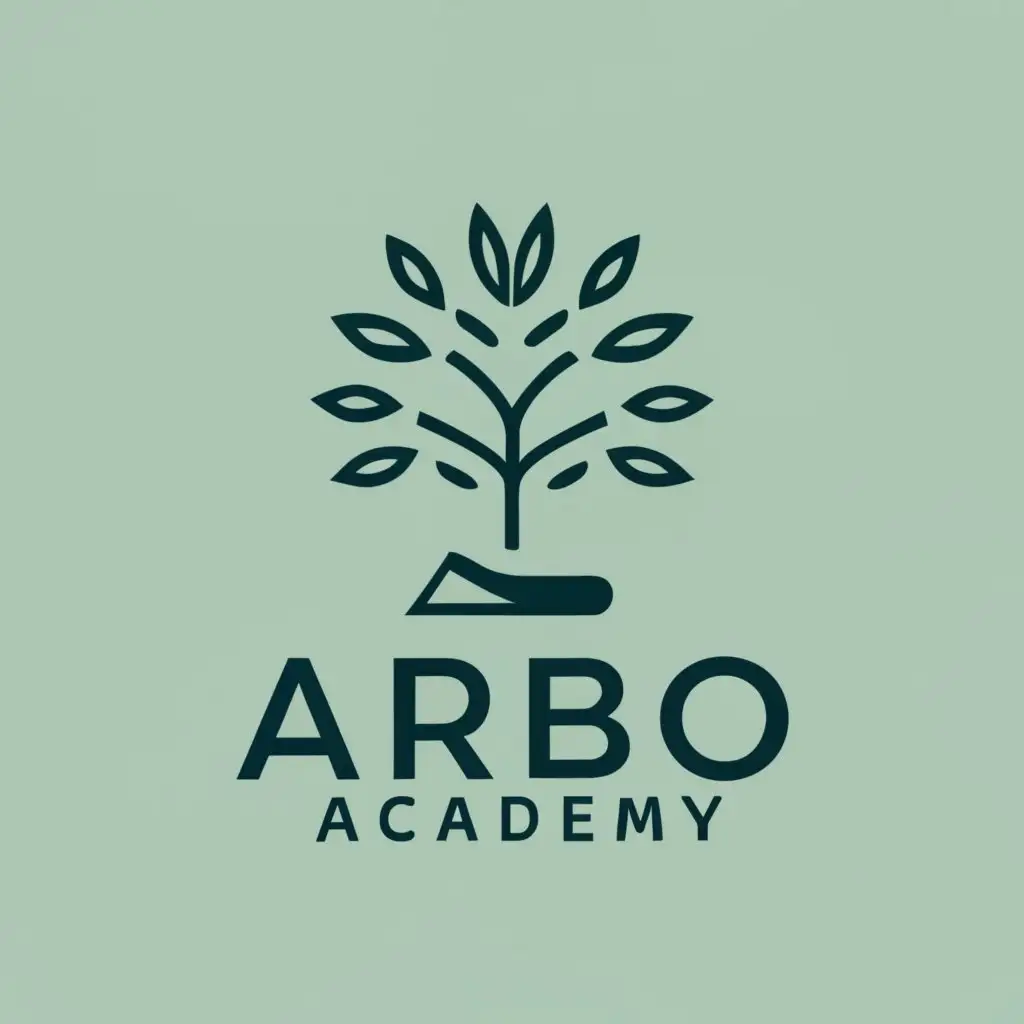 logo, tree, book, with the text "arbo academy, education, learning", typography, be used in Education industry