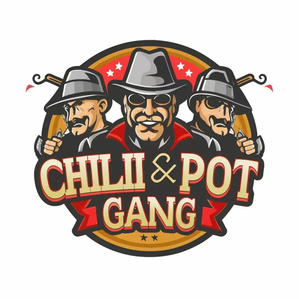 logo, Gangsters, with the text "The Chili Pot Gang", typography, be used in Restaurant industry