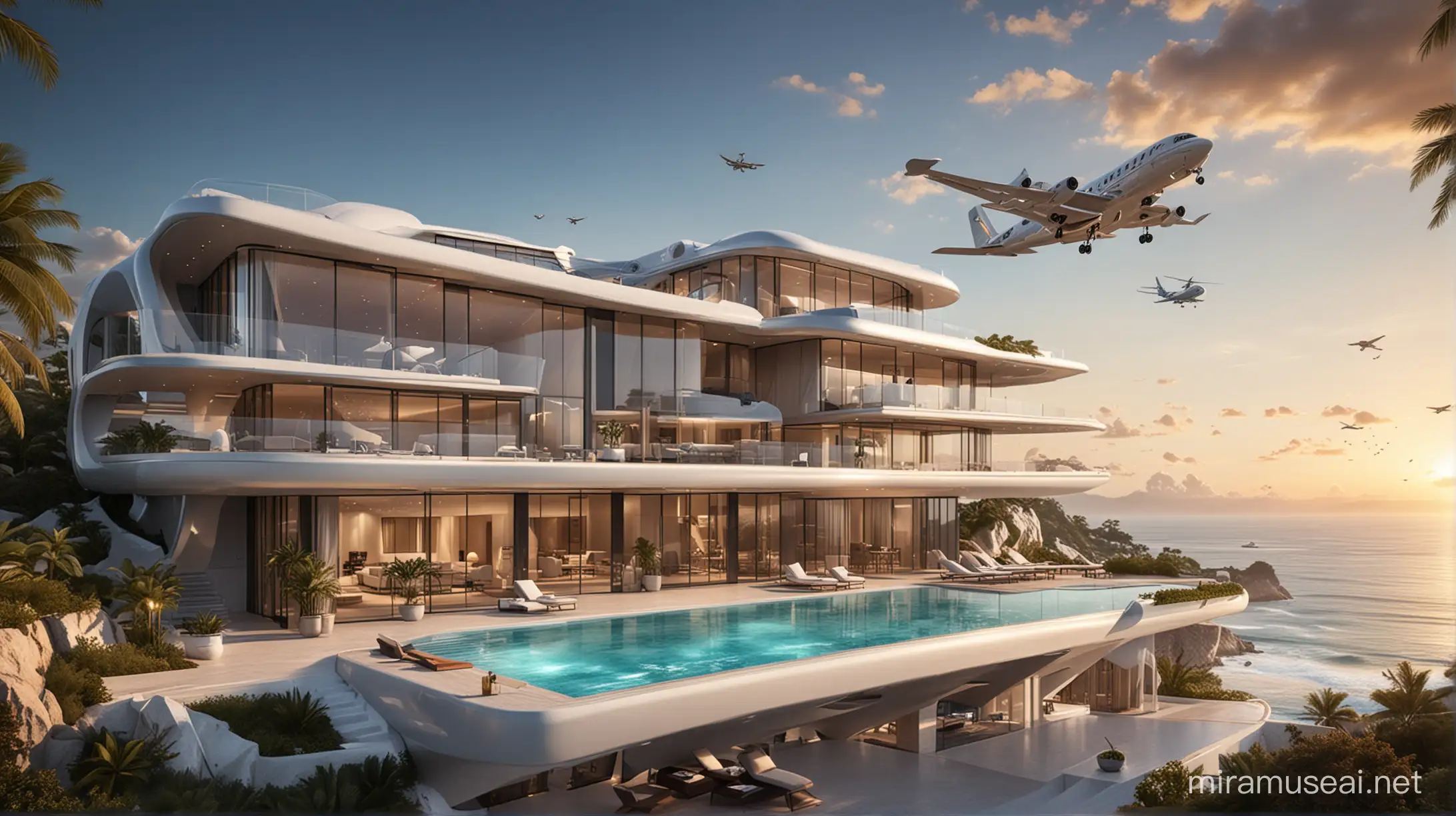 Luxurious ThreeStory Flying Home Opulent Living in Sky Haven