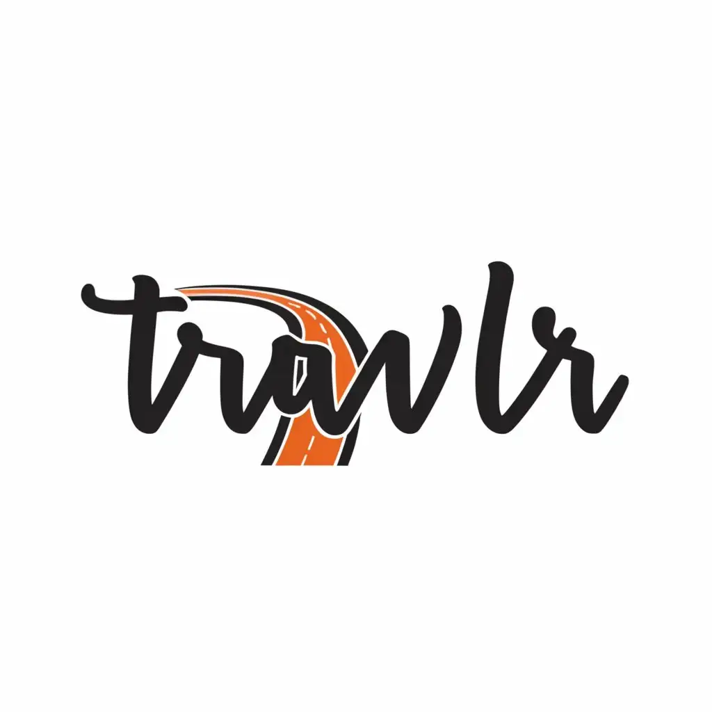 a logo design, with the text 'Travlr', main symbol: road & Christian cross, Moderate, clear background, Color: black, sunset orange, and ...