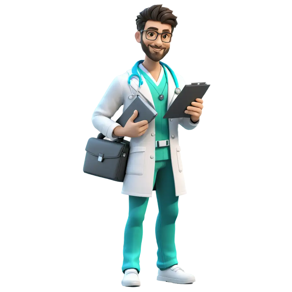 3d doctor with report in hand