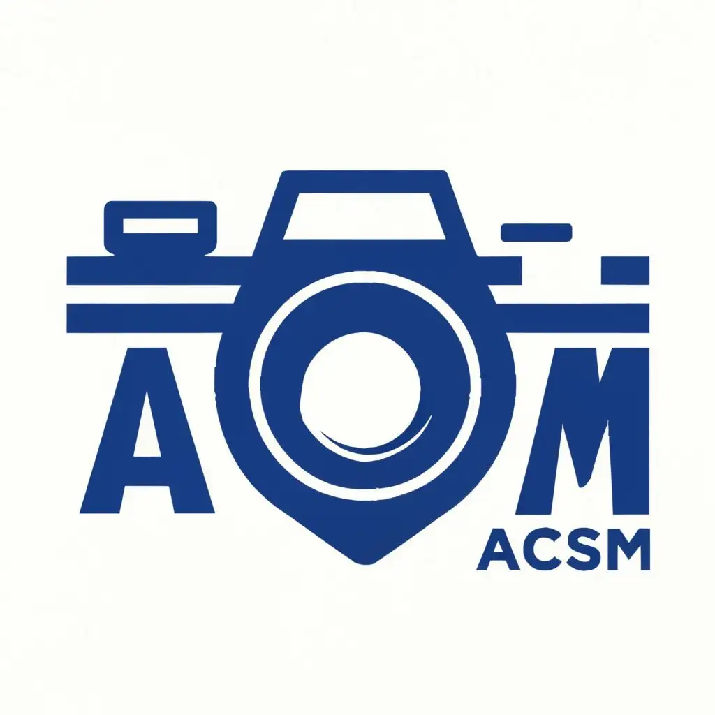 logo, A CAMERA, with the text "ACSM", typography