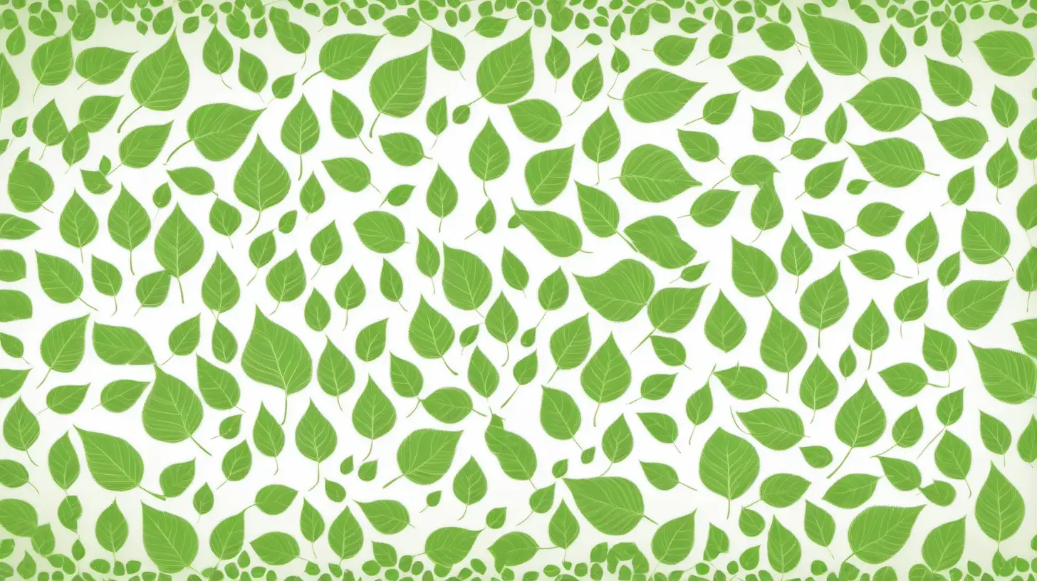 repeatable texture with leaves on white green background