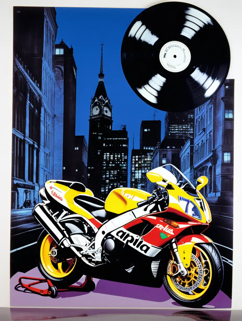 Retro Midnight City Party with Andy Warhols Aprilia RSV4 and Vinyl Records