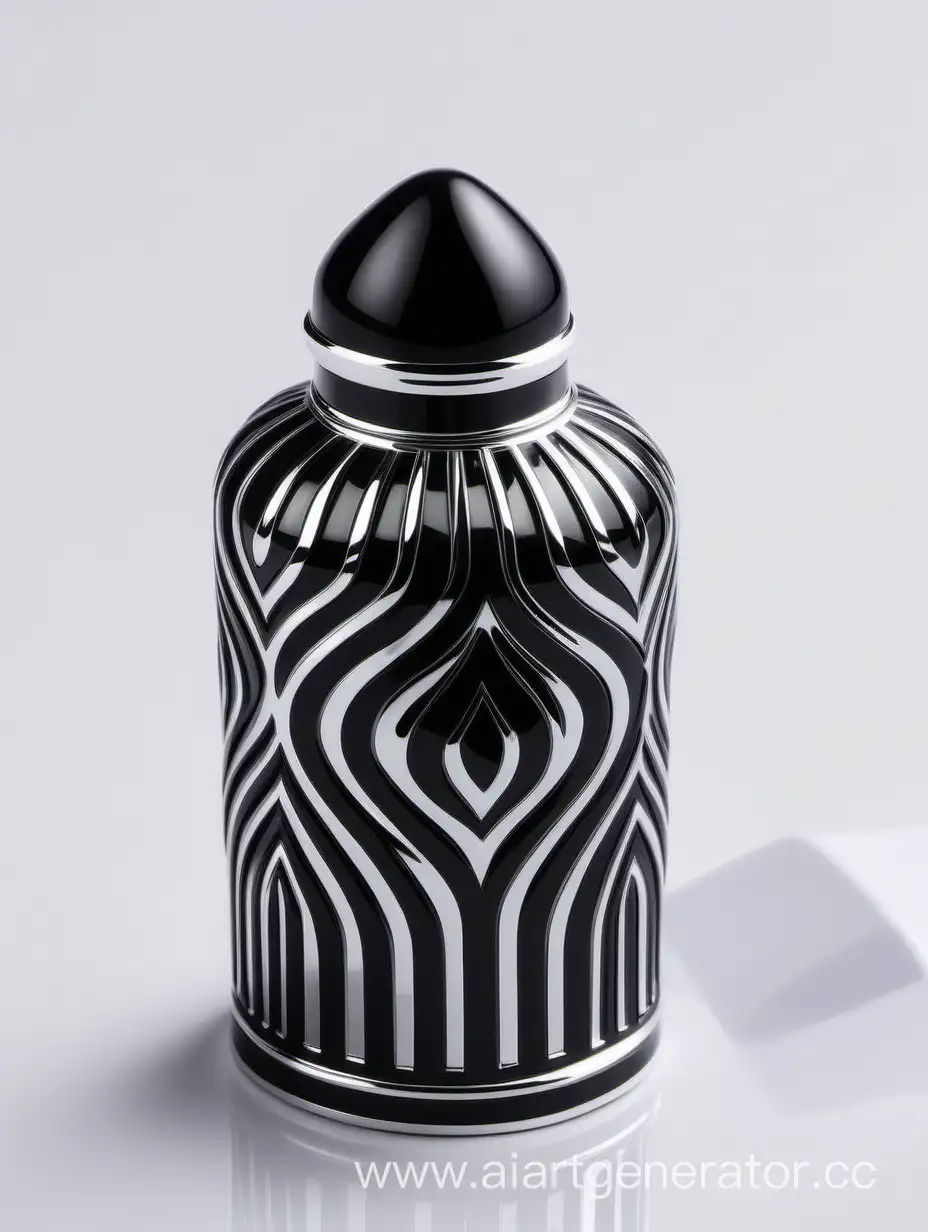 Zamac Perfume decorative ornamental long cap,  metallizing finish black and white
