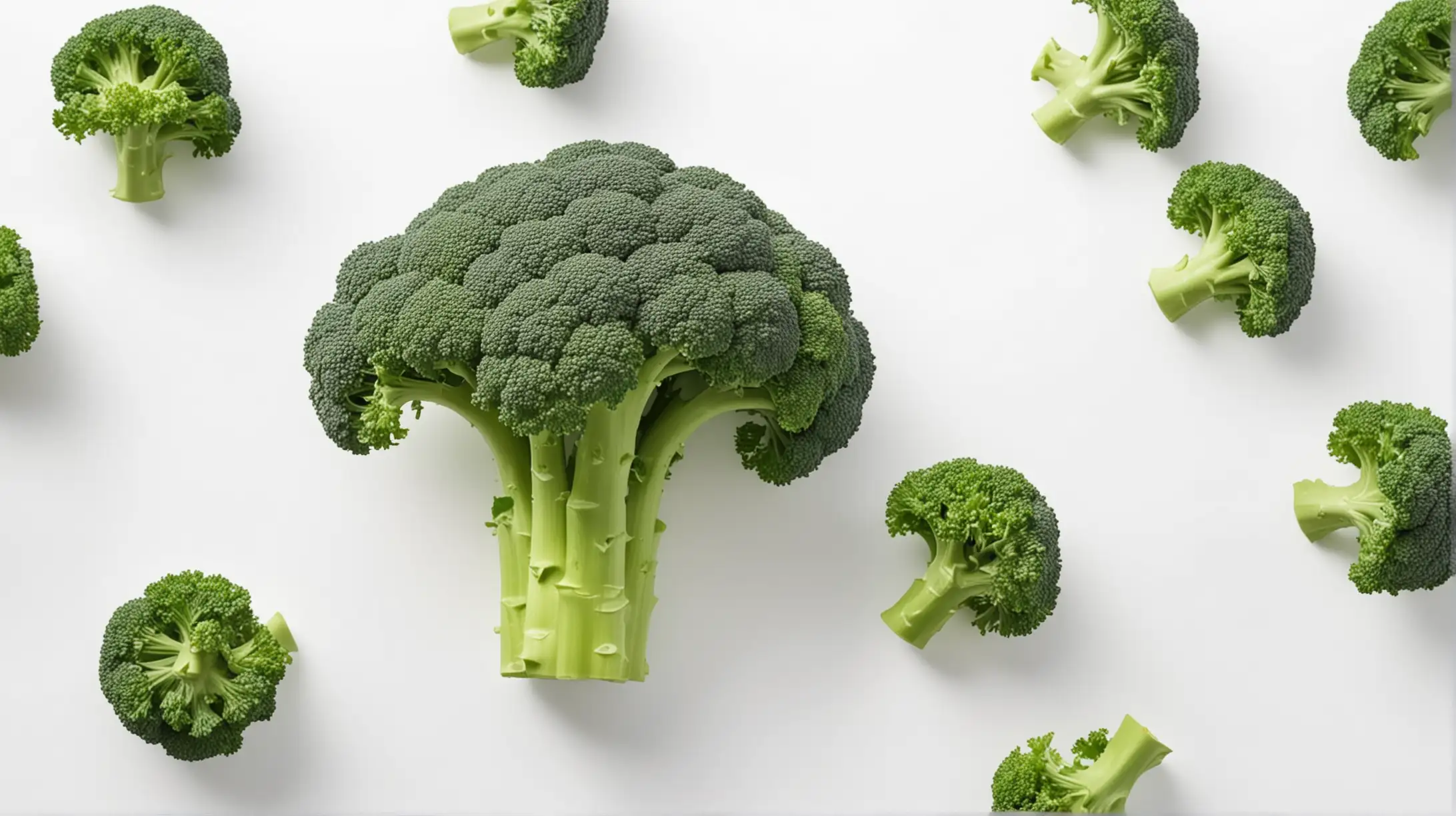 broccoli on white background white text space