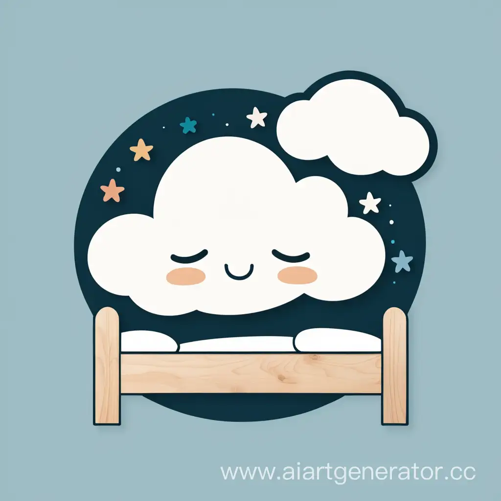 логотип для магазина детский кроваток из дерева "Sleepy" c облачком
