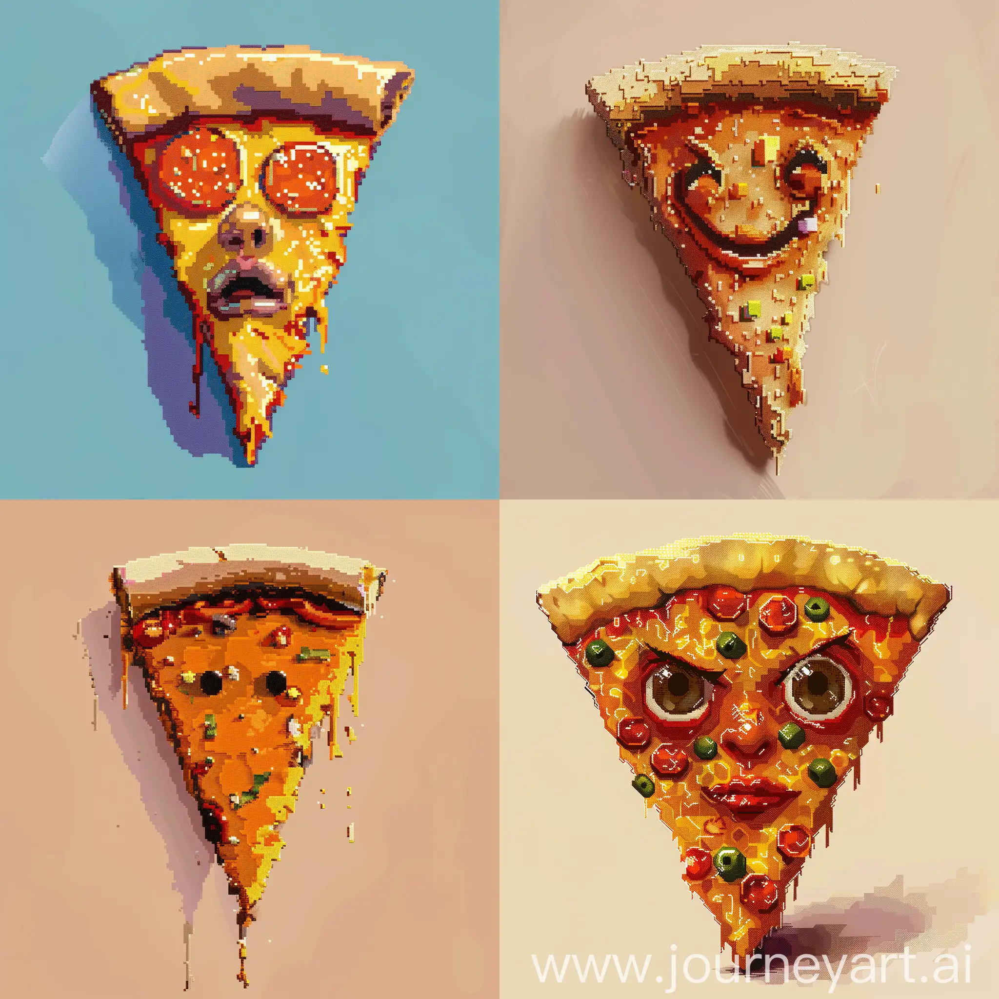 pizza slice with face pixel art