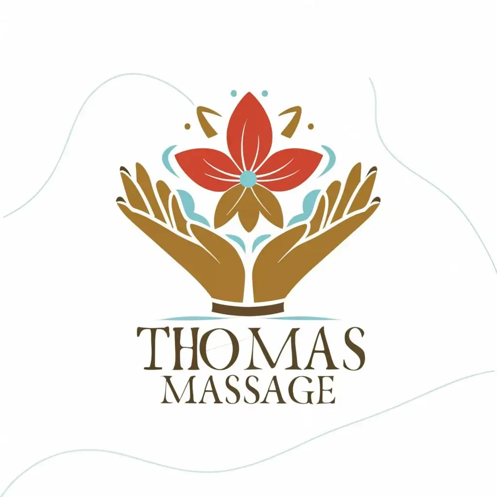 logo, hands
flower, with the text "Thomas Massage", typography, be used in Beauty Spa industry