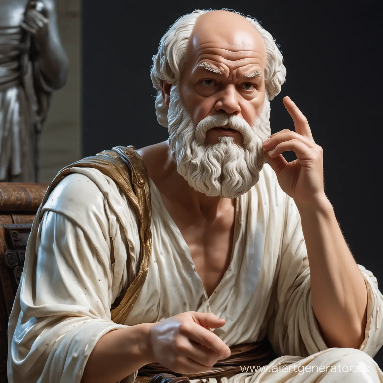 Философ Сократ разговаривает с искусственным интеллектом

