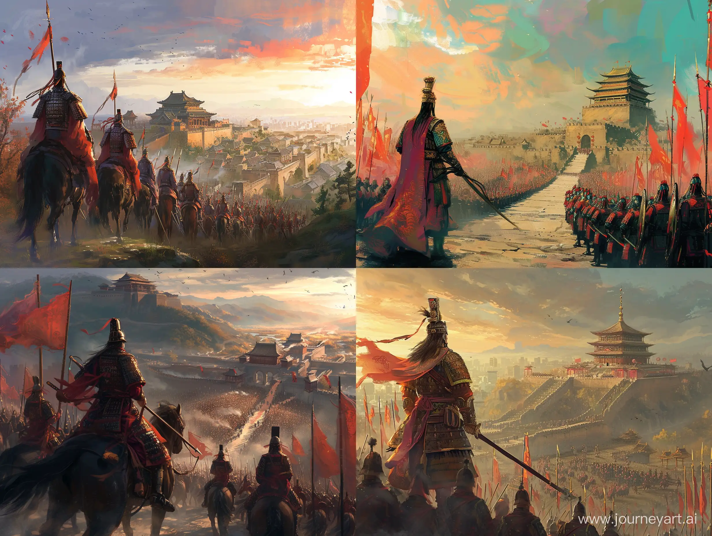 Majestic-General-Leading-Colorful-Army-Attack-on-City