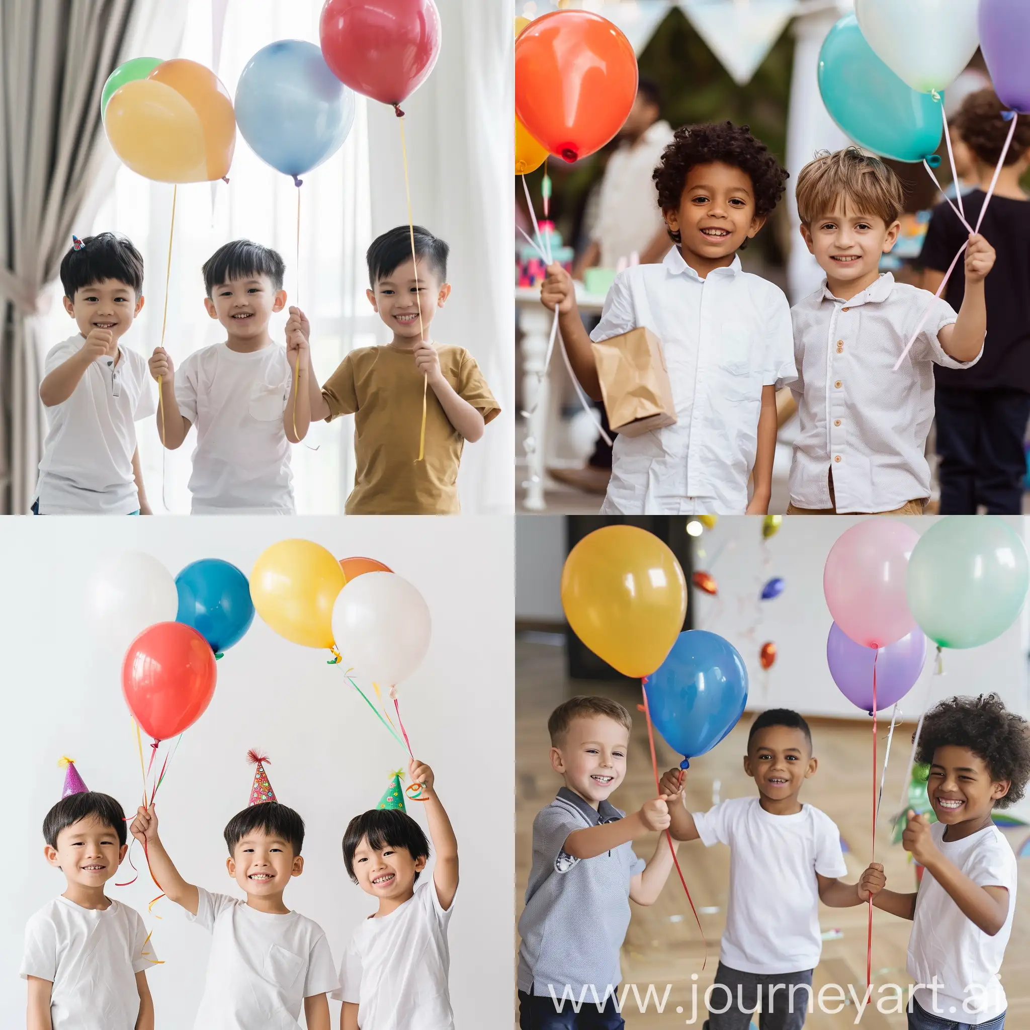 Boys-with-Black-Hair-Holding-Balloons-at-Happy-Birthday-Party