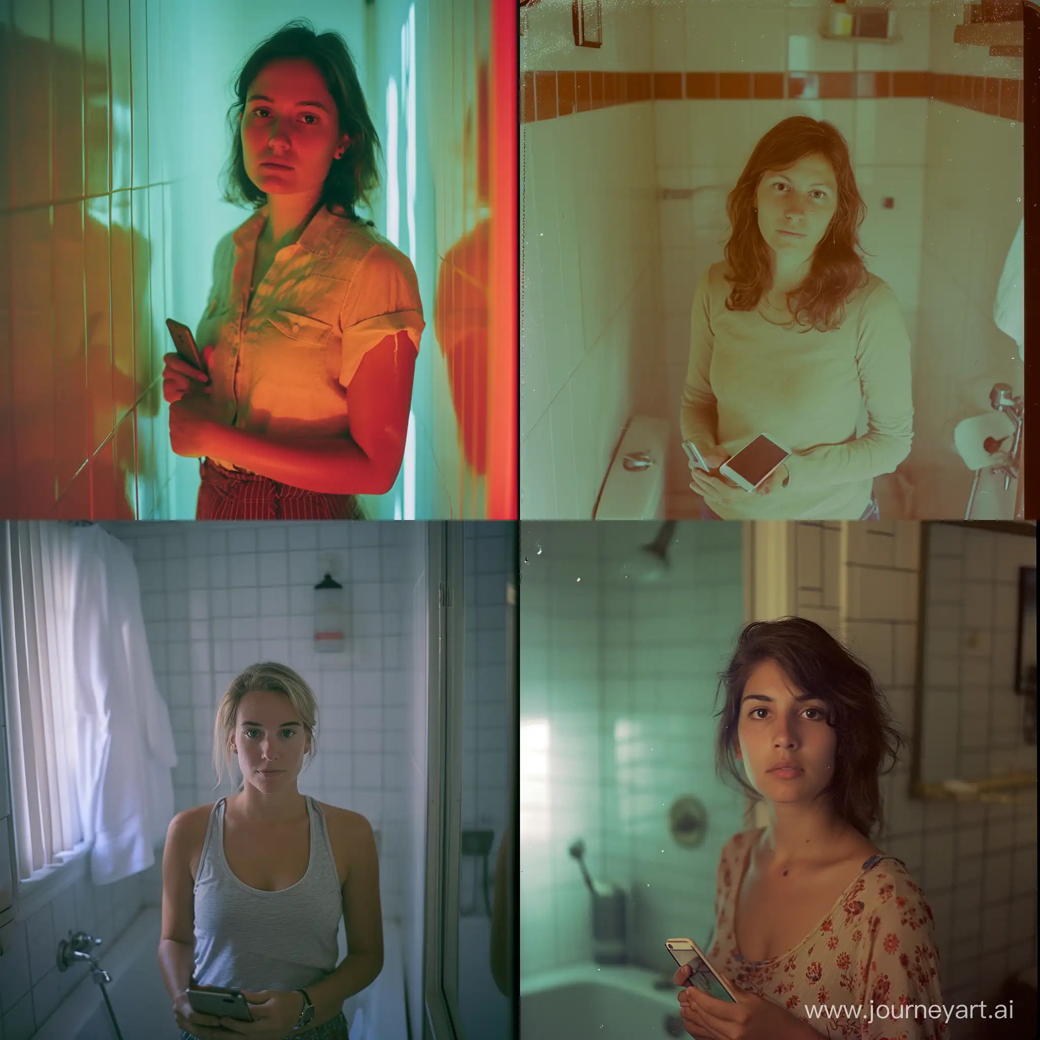 Woman-in-Bathroom-Captured-on-Disposable-Camera-with-Natural-Lighting