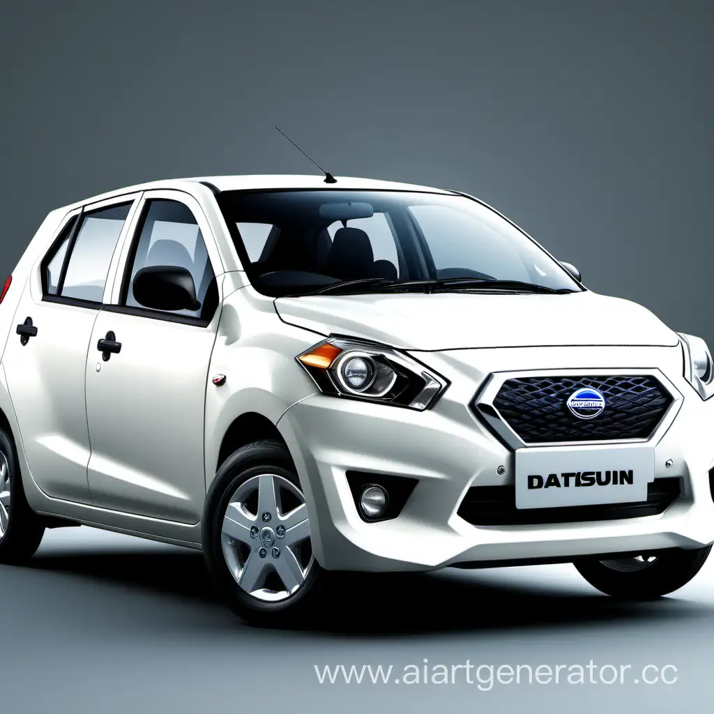 White-Datsun-OnDo-Car-Driving-Through-Urban-Landscape