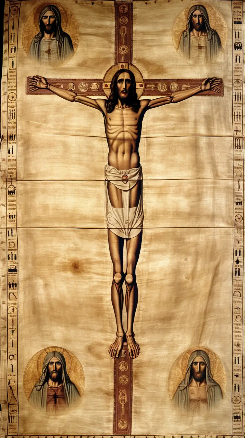 The Shroud of Turin Depicted in Byzantine Empire Style Artwork