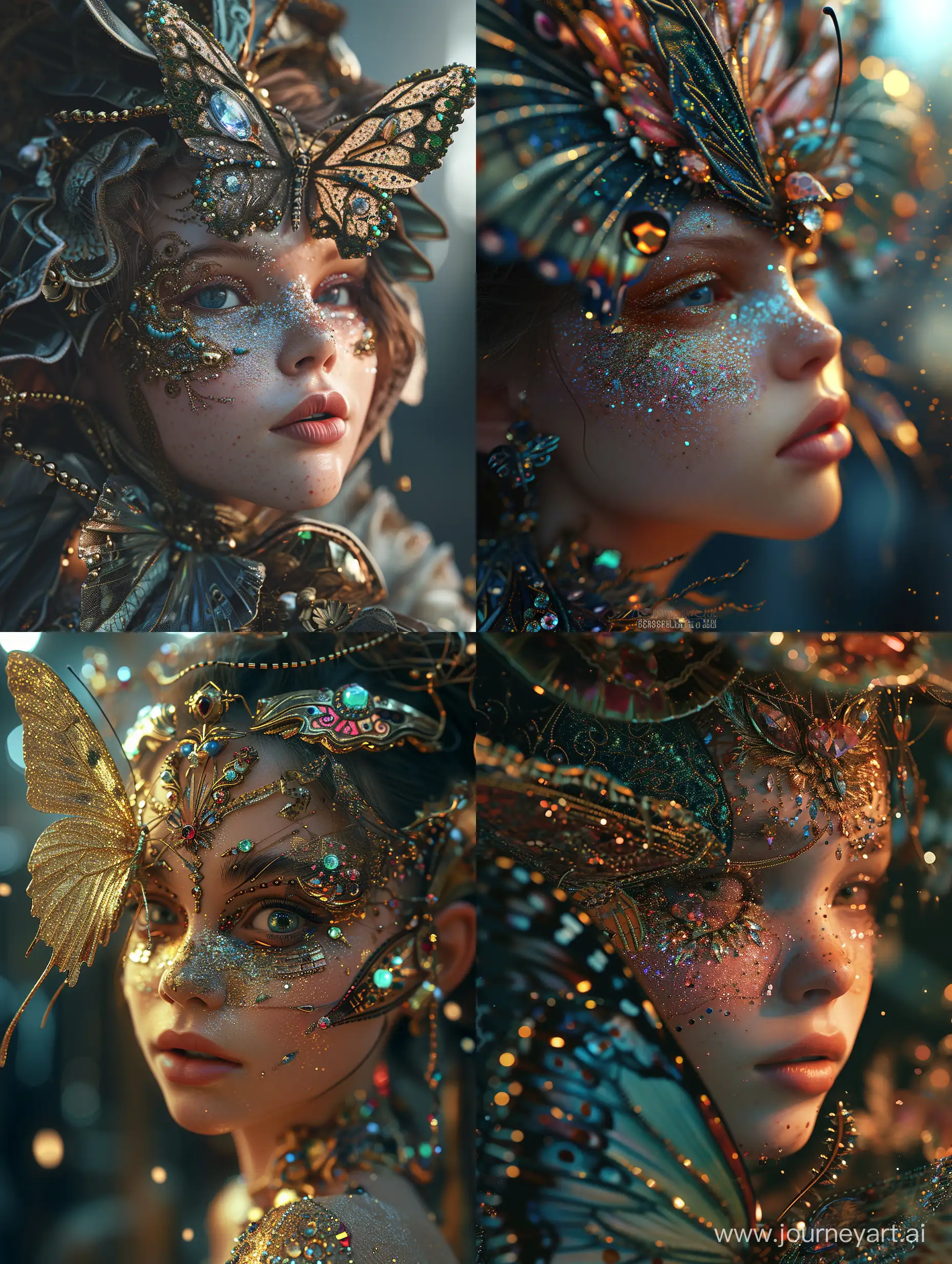 Exquisite-HyperMaximalist-Portrait-Girl-Transformed-with-Butterfly-Fantasy